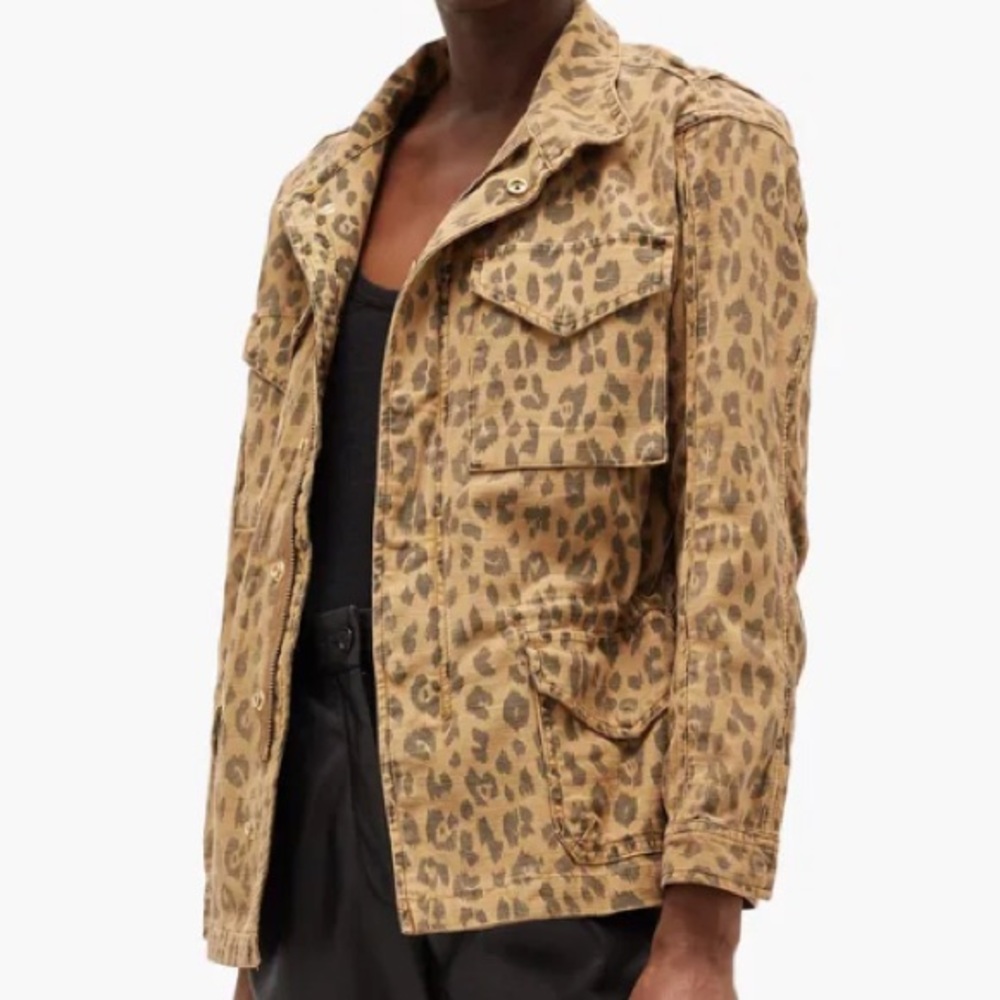 FRAME Denim Leopard Print Utility Jacket